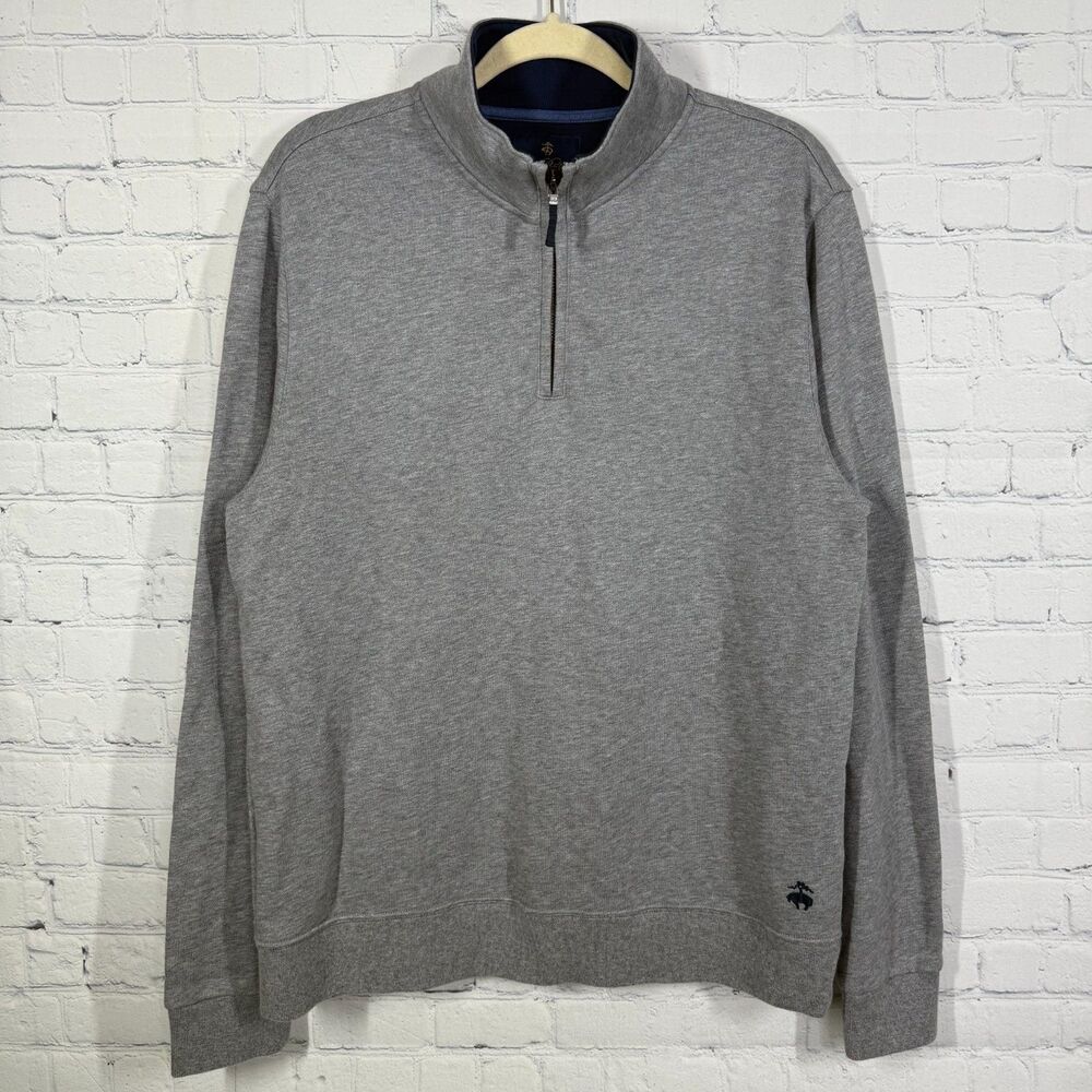 Vintage Brooks Brothers Pull Over Men Medium Gray Preppy Minimalist Cotton Cozy